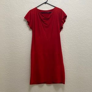 Red Dress to the Knee 100% Lamb Suede Leather from New Zealand